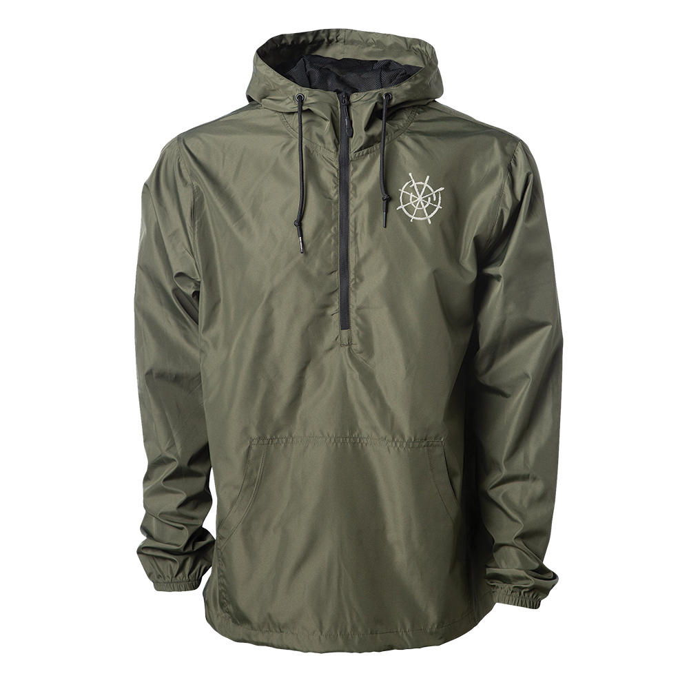 Army windbreaker with embroidered compass logo on the front "The Last Gatsby"