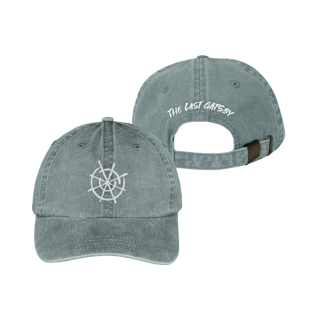 pigment-dyed cap with the last gatsby and compass logo on it.